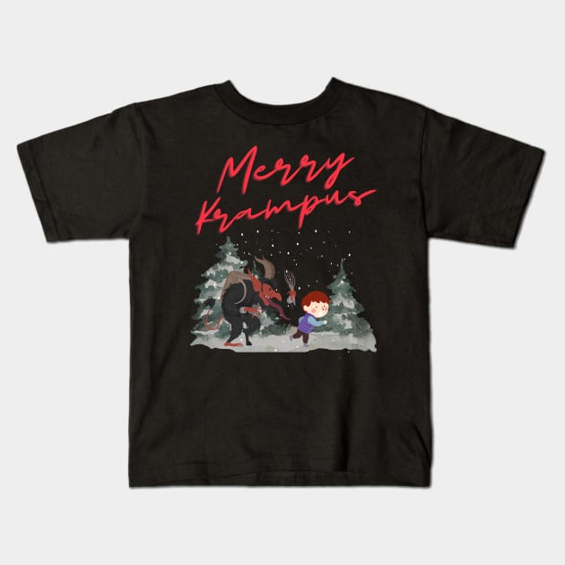 Merry Krampus Kids T-Shirt by GenXDesigns